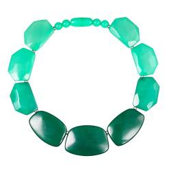 ZAVANA Grüne Statement-Halskette für Frauen, Handgemachte Boho Chic Chunky Halskette für Damen in Grun, Eleganter Bohème Modeschmuck von ZAVANA