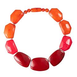 ZAVANA Rote Statement-Halskette für Frauen, Handgemachte Boho Chic Chunky Halskette für Damen in Rot, Pink und Orange, Eleganter Bohème Modeschmuck von ZAVANA