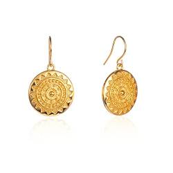 Zavana Runde Scheiben Mandala Gold-Ohrringe, Hängende Ohrringe mit Mandalascheibe, Niedliche vergoldete Ohrringe für Damen und Mädchen mit glänzenden Mandala-Charme, Qualität Modeschmuck für Frauen. von ZAVANA
