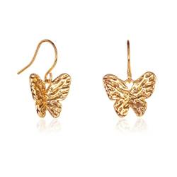 Zavana goldene Schmetterling Ohrringe, zierlich baumelnde Gold-Ohrringe mit Schmetterling Charme, vergoldete Ohrringe für Damen und Teenager Mädchen, niedlicher Schmuck für Frauen und Mädchen. von ZAVANA