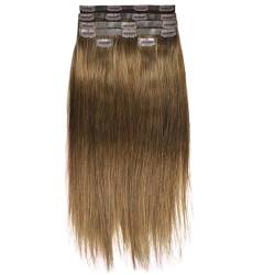 Clip-in-Echthaarverlängerungen, 6 Stück, reines Haar, PU, nahtlos, natürliches schwarzes Haar für Frauen(7,26inch/65cm) von ZBYXPP