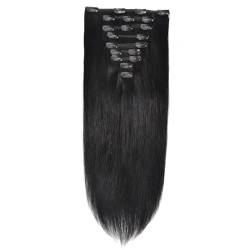 Clip-in-Echthaarverlängerungen, 7 Stück, dickes, glattes Haar, Clip-on-Echthaarverlängerung, Remy-Haar, 100 g(1#,12in-30cm) von ZBYXPP