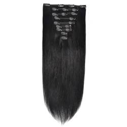 Clip-in-Echthaarverlängerungen, 7 Stück, dickes, glattes Haar, Clip-on-Echthaarverlängerung, Remy-Haar, 100 g(1#,30in-75cm) von ZBYXPP
