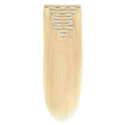 Clip-in-Echthaarverlängerungen, 7 Stück, dickes, glattes Haar, Clip-on-Echthaarverlängerung, Remy-Haar, 100 g(613,10in-25cm) von ZBYXPP