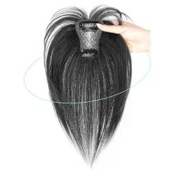 Clip-in-Haar-Topper-Haarteil, Damen-Haarteile mit Schweizer Basis, 9,8-Zoll-Haarverlängerungen mit Pony(6 * 8-25CM) von ZBYXPP