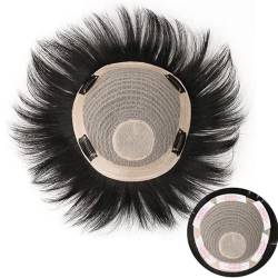Clip-in-Toupet für Männer, kurzes Echthaar-Topper-Haarteil mit Toupetband für Haarausfall bei Männern im Alltag(Hair inch,16 * 18cm) von ZBYXPP
