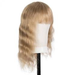 Echthaar-Perücke vorne, goldblonde Wellenperücken mit Bändern, leimlose Perücken zum Tragen und Mitnehmen für Frauen(BLONDE,24in-61cm) von ZBYXPP