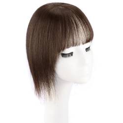 Echthaar-Topper für Frauen, 10 x 12 cm, Clip-in-Haarteil für glattes Haar, gegen Haarausfall, dünner werdendes Haar(Brown,Hair 25cm) von ZBYXPP