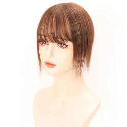 Echthaar-Topper für Frauen, 11,8-Zoll-Clip-in-Haarteile mit 3D-Air-Pony für Haarvolumen(Brown,10 * 12-30cm) von ZBYXPP