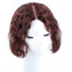 Echthaar-Topper für Frauen, 13 x 14 cm Haarteile mit Spitzenbasis, keine Pony-Haarverlängerungen(Middle part,32CM) von ZBYXPP