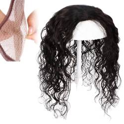 Echthaar-Topper für Frauen, 5,1 x 5,5 Zoll, U-förmige Seidentop-Basis, Clip-in-Top-Haarteile für dünner werdendes Haar(Black,Hair 25cm) von ZBYXPP
