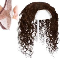 Echthaar-Topper für Frauen, 5,1 x 5,5 Zoll, U-förmige Seidentop-Basis, Clip-in-Top-Haarteile für dünner werdendes Haar(Brown,Hair 25cm) von ZBYXPP