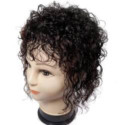 Echthaar-Topper für Frauen, 5,9/11 Zoll Locken-Topper-Haarteil, Clip-in-Wellen-Haar-Topper für dünner werdendes Haar(Black,28cm-11in) von ZBYXPP