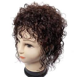 Echthaar-Topper für Frauen, 5,9/11 Zoll Locken-Topper-Haarteil, Clip-in-Wellen-Haar-Topper für dünner werdendes Haar(Brown,28cm-11in) von ZBYXPP