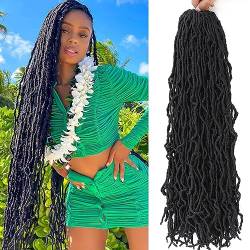 Faux Loc Crochet Hair Synthetische Häkelhaar Weiche Goddess Dread Extensions Braids Kunsthaar für Schwarze Frauen(1B,24inch(3Pack)) von ZBYXPP