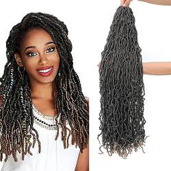 Faux Loc Crochet Hair Synthetische Häkelhaar Weiche Goddess Dread Extensions Braids Kunsthaar für Schwarze Frauen(1B-27,18inch(3Pack)) von ZBYXPP