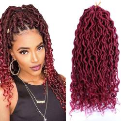 Goddess Faux Gypsy Locs Häkelhaarverlängerung mit Gewellten Enden Vorgeschlungene Lockige Dreadlocks Flechthaar für Frauen(Bug,18 in(4Pack)) von ZBYXPP