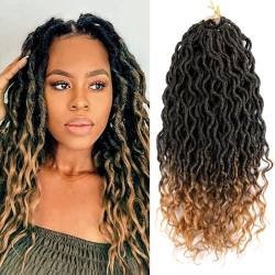 Goddess Faux Gypsy Locs Häkelhaarverlängerung mit Gewellten Enden Vorgeschlungene Lockige Dreadlocks Flechthaar für Frauen(T27,18 in(4Pack)) von ZBYXPP