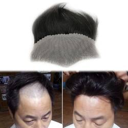 Herren-Frontal-Haarteil, Geheimratsecken-Haaransatz, W-Form, Spitzenbasis-Haaraufsatz, kahle Stelle, Haarpflaster-Toupet für Männer von ZBYXPP