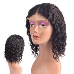 Kurze lockige Bob-Perücke, 33 x 10,2 cm, Full-HD-Spitzenfront-Perücken mit feinem brasilianischem Echthaar für schwarze Frauen(#NC-13 * 4,14inch) von ZBYXPP