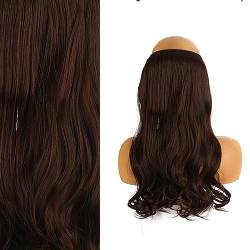 Lange Locken Haarverlängerungen mit Draht für Frauen Unsichtbar Haarband Synthetisch Hochwertige Haarteile Natürlich Haare Verlängert(Chocolate Brown) von ZBYXPP