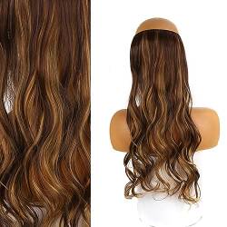 Lange Locken Haarverlängerungen mit Draht für Frauen Unsichtbar Haarband Synthetisch Hochwertige Haarteile Natürlich Haare Verlängert(Hl Dark Brown) von ZBYXPP