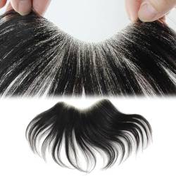 Männer-Stirn-Haaransatz-Toupet, natürliche schwarze Haarverlängerung, Haaransatz-Verlust, gerades Band im Echthaar(Black,4 * 18CM) von ZBYXPP