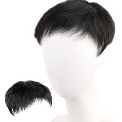 Real Hair Toupee for Men, 13 x 14 cm, natürliches Schwarz, kurz, Echthaar, Toupet-Clip für männliche Männer, Alltags-/Weihnachtskleidung von ZBYXPP