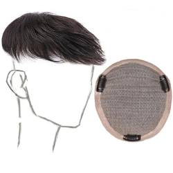 Real Hair Toupee for Men, 7 * 6,2 Zoll Haarspange Weiche Vollspitze Monobasis Echthaarteil Ersatzperücke - Naturschwarz(Crew Cut, Lace) von ZBYXPP