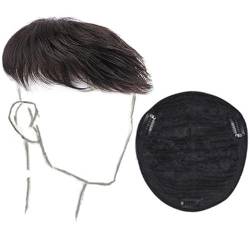 Real Hair Toupee for Men, 7 * 6,2 Zoll Haarspange Weiche Vollspitze Monobasis Echthaarteil Ersatzperücke - Naturschwarz(Crew Cut,Rose) von ZBYXPP