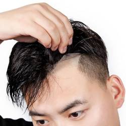 Real Hair Toupee for Men, Haarersatzsysteme, Herren-Haarteil, Mono-Spitzenoberteil mit strapazierfähigem PU-Ummantelung, mittlerer Lichtdichte(Black,5.9 * 7.8in) von ZBYXPP