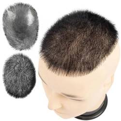 Real Hair Toupee for Men, Männer, langlebig, dünne Haut, Vollpoly-Injektion, PU-Einheiten, Perücken, Mann, Haarteil mit ultradünner Haut(Black,5 * 7in) von ZBYXPP