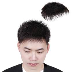 Real Hair Toupee for Men, Mono-Oberteil mit Poly-Beschichtung um die Kappe, 15,2 cm Mittelteil, glattes Haarteil für Volumen bei leichtem Haarausfall(Black,6.2 * 8in) von ZBYXPP