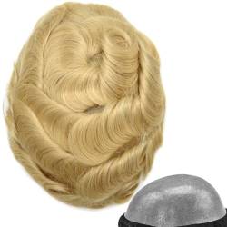 Real Hair Toupee for Men, alle V-Schlaufen, Poly-PU, 15,2 cm, glatte Haarteile für Herren, Echthaar-Ersatzsystem(22R,8 * 10inch) von ZBYXPP