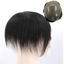 Real Hair Toupee for Men, vollständig eingespritztes PU-Echthaar-Ersatzsystem, dünne Haut, Herren-Toupet, transparente Haareinheiten(5.5 * 7.5in) von ZBYXPP