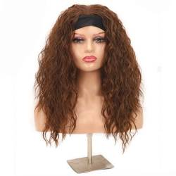 Stirnband-Lockenperücke für Frauen, 55,9 cm, maschinell hergestellt, keine Spitze, synthetische Perücke für den Alltag(Brown) von ZBYXPP