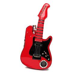 Gitarrenförmiger Rucksack, One-Shoulder PU-Tasche, Messenger-Tasche, Kann Musik Spielen,Rot,26 * 6.5 * 54cm von ZCBYBT