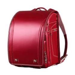 ZCBYBT Ransel Randoseru Große Kapazität Bookbag PU Leder Japanische Schultaschen Leichte Rucksack für Mädchen Jungen,Rot,36 * 27 * 23CM von ZCBYBT