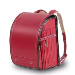 ZCBYBT Ransel Randoseru PU Bookbag Automatische Satchel Student Rucksack Japanische Schultasche für Mädchen Jungen,Rot,35 * 27 * 18cm von ZCBYBT