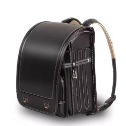 ZCBYBT Ransel Randoseru PU Bookbag Automatische Satchel Student Rucksack Japanische Schultasche für Mädchen Jungen,Schwarz,35 * 27 * 18cm von ZCBYBT