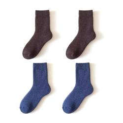 ZCSOWE 2er-Pack Socken Wollsocken in Unisex-Größe handgestrickt Stricksocken Damen in Braun und Dunkelblau von ZCSOWE