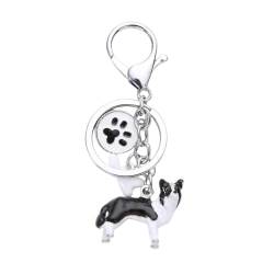 ZDHC Mini-Schlüsselanhänger für Hunde und Welpen, niedlicher 3D-Tier-Schlüsselanhänger für Haustiere, Geldbörse, Tasche, Charm-Anhänger für Frauen und Mädchen, Border Collie, One size von ZDHC