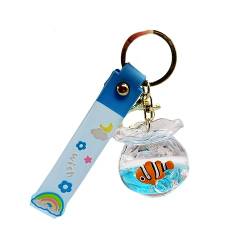 ZDHC Nette Fischschale Wal Treibsand Schlüsselanhänger Kreative Flüssigkeit Schwimmende Meer Tier Schlüsselanhänger Auto Tasche Anhänger Schlüsselanhänger Geschenke, Clownfish, One size von ZDHC