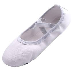 ZDQ Ballettschuhe Mädchen Gymnastikschuhe Damen Ballerina Schuhe Ballettschläppchen Kinder Tanzschuhe Ballett Schläppchen Leder Turnschläppchen Frauen Weiß 33 von ZDQ