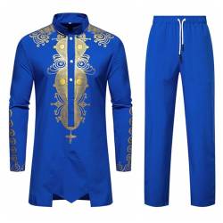 ZDSUHYIW Herren Middle East Thobe mit Hosen - Männer Muslim Langarm Thobe Lose Kaftan Dubai Arab Kaftan Kleidung Herren Islamische Kostüm Afrikanischer Dashiki für Herren Anzüge Outfits von ZDSUHYIW