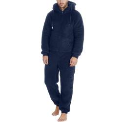 ZDSUHYIW Herren Paar Jumpsuit Kuschelig Lustig Lang Pyjama Winter Warm Plüsch Overall Schlafoverall Reißverschluss Teddy Fleece Einteiler Onesie Schlafanzug Weihnachten Schlafoveralls von ZDSUHYIW