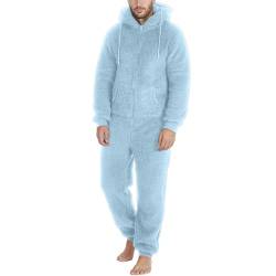 ZDSUHYIW Herren Paar Jumpsuit Kuschelig Lustig Lang Pyjama Winter Warm Plüsch Overall Schlafoverall Reißverschluss Teddy Fleece Einteiler Onesie Schlafanzug Weihnachten Schlafoveralls von ZDSUHYIW