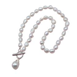 ZDVHOMCB Mode-Accessoires Barocke Perlenkette, weiße Naturperle, handgefertigter Perlenanhänger, modischer Stil, Damen-Halskettenschmuck erfüllen von ZDVHOMCB