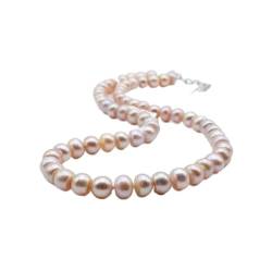 ZDVHOMCB Mode-Accessoires Perlenkette, natürliche Süßwasserperle, 7-8 mm Durchmesser, abgerundete Form, weiß/rosa/lila, Damen-Perlenkette erfüllen (Color : 40cm, Size : Pink) von ZDVHOMCB