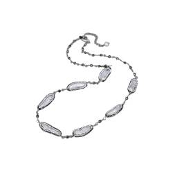 ZDVHOMCB Mode-Accessoires Schmuck 22 Zoll natürliche weiße Biwa-Perle schwarzer Markasit facettierte runde Hämatit-Halskette for Frauen erfüllen von ZDVHOMCB